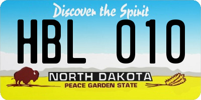 ND license plate HBL010