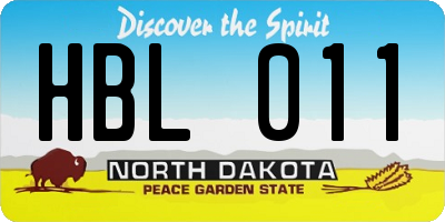 ND license plate HBL011