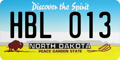 ND license plate HBL013