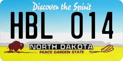 ND license plate HBL014