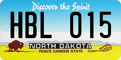 ND license plate HBL015