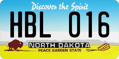 ND license plate HBL016