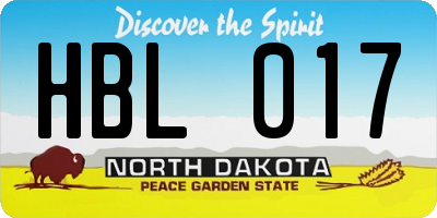 ND license plate HBL017