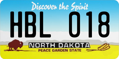 ND license plate HBL018