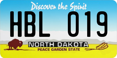 ND license plate HBL019