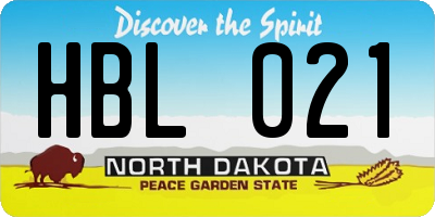 ND license plate HBL021