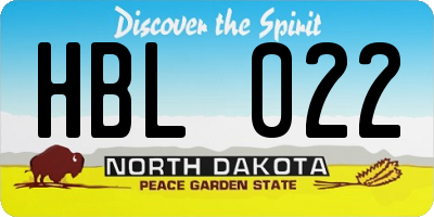ND license plate HBL022