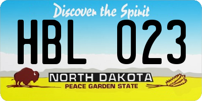 ND license plate HBL023