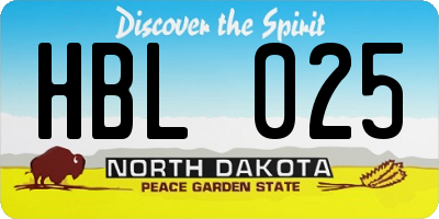 ND license plate HBL025