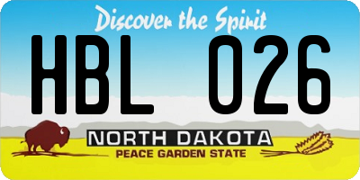 ND license plate HBL026