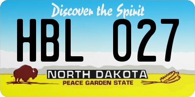 ND license plate HBL027