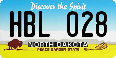 ND license plate HBL028