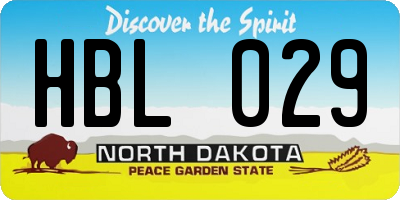 ND license plate HBL029