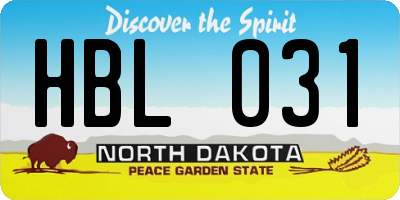 ND license plate HBL031
