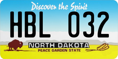 ND license plate HBL032