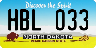 ND license plate HBL033