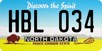 ND license plate HBL034