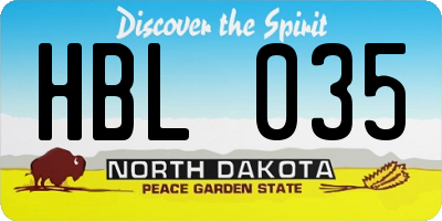 ND license plate HBL035