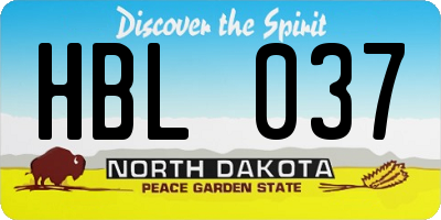 ND license plate HBL037