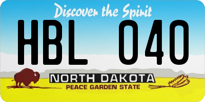 ND license plate HBL040