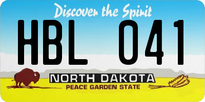 ND license plate HBL041