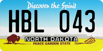 ND license plate HBL043