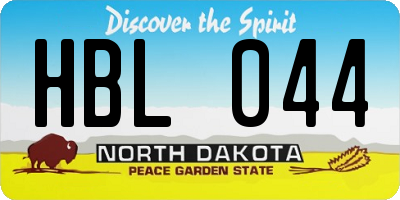 ND license plate HBL044