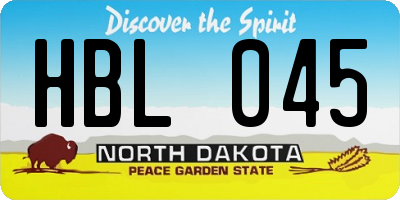 ND license plate HBL045