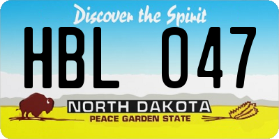 ND license plate HBL047