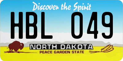 ND license plate HBL049