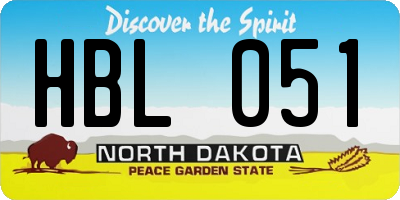 ND license plate HBL051