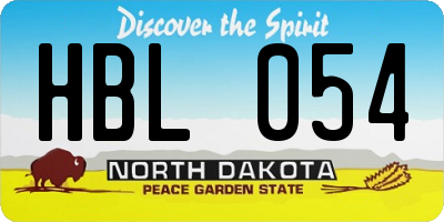 ND license plate HBL054