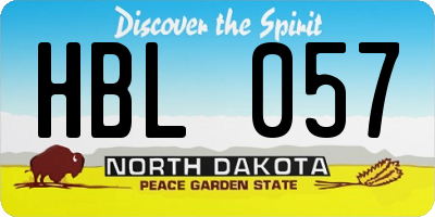 ND license plate HBL057