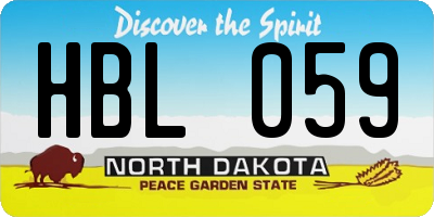 ND license plate HBL059