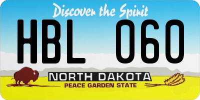 ND license plate HBL060