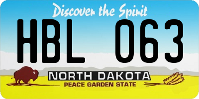 ND license plate HBL063