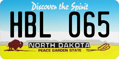 ND license plate HBL065