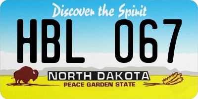 ND license plate HBL067