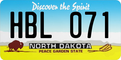 ND license plate HBL071