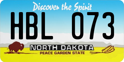 ND license plate HBL073