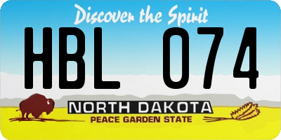 ND license plate HBL074