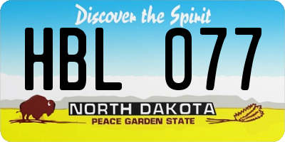 ND license plate HBL077