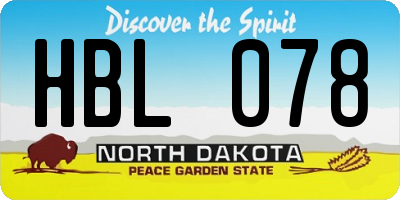 ND license plate HBL078