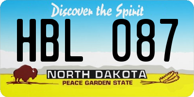 ND license plate HBL087