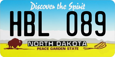 ND license plate HBL089