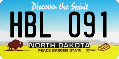 ND license plate HBL091