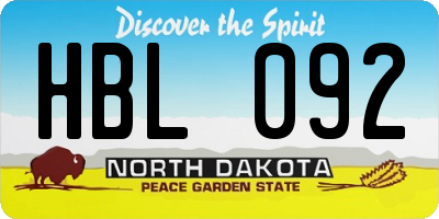 ND license plate HBL092