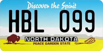 ND license plate HBL099