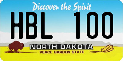 ND license plate HBL100