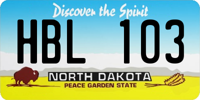 ND license plate HBL103